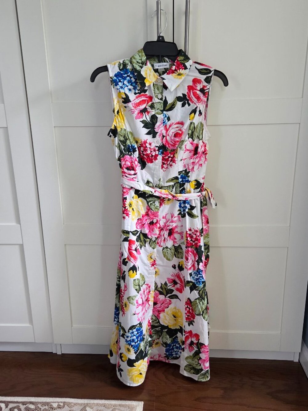 Calvin Klein Sleeveless cotton floral dress size 4 NWT